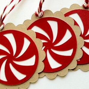 Holiday Peppermint Candy Gift Tags, Christmas Gift..