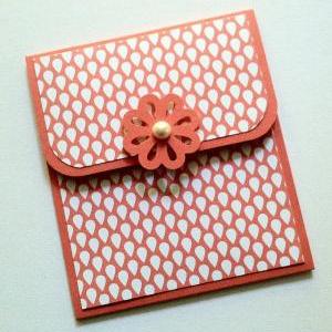Coral Gift Card Holder, Pink Flower Gift Card..