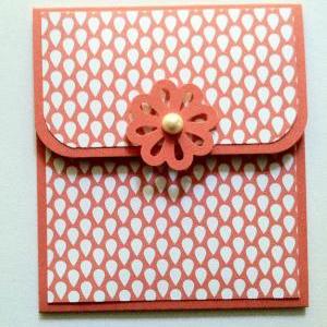Coral Gift Card Holder, Pink Flower Gift Card..
