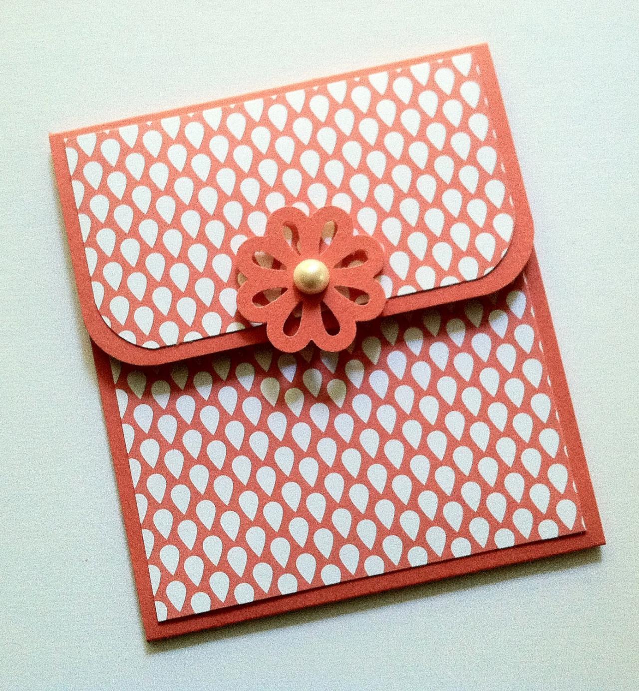 Coral Gift Card Holder, Pink Flower Gift Card Holder